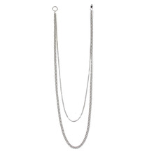 [러쉬오프] Unisex Two Silver Chain Necklace - Surgical Steel