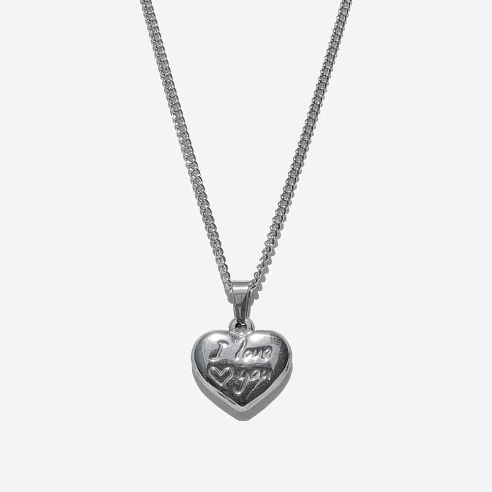 [러쉬오프] Surgical Steel I LOVE YOU Pendant Chain Necklace  / 아이 러브유 체인 목걸이