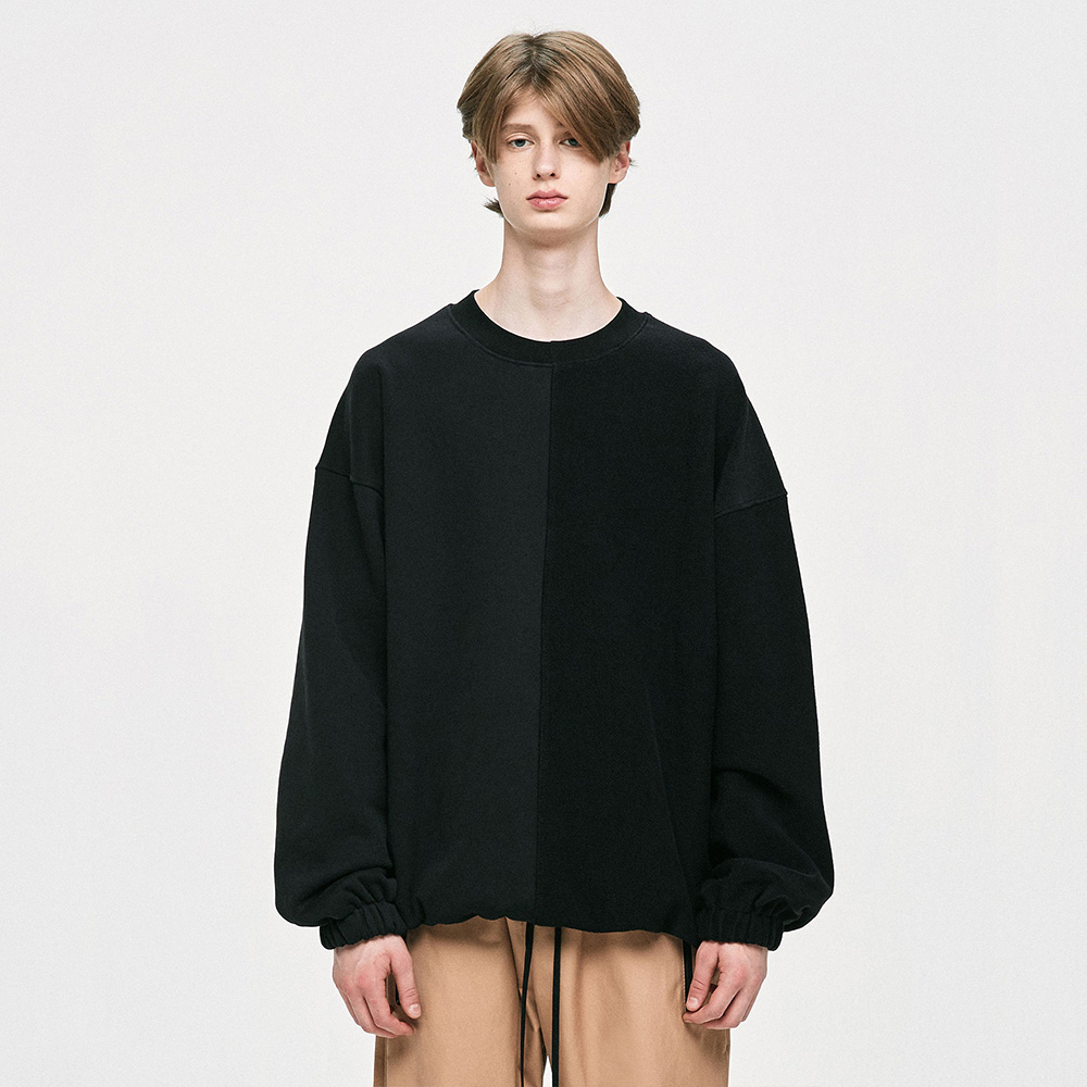 [D.PRIQUE] Panel Sweatshirt - Black/Black