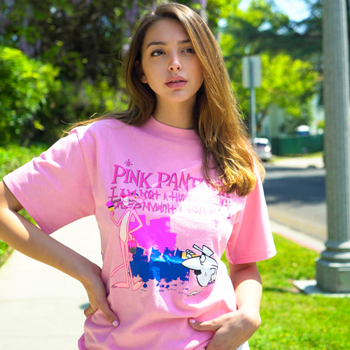[아임낫어휴먼비잉] [PPXHB] Pink Panther and White Man T-Shirt - Pink