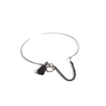 [러쉬오프] The Silver Black Tassel Point Bracelet