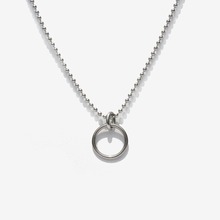 [러쉬오프] Unisex All Day-Night Ball Chain Necklace – Silver Ring (Surgical Steel)