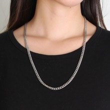 [러쉬오프] [Unisex] Addictive Silver Chain Necklace (Surgical Steel)/ 에딕티브 실버체인 목걸이