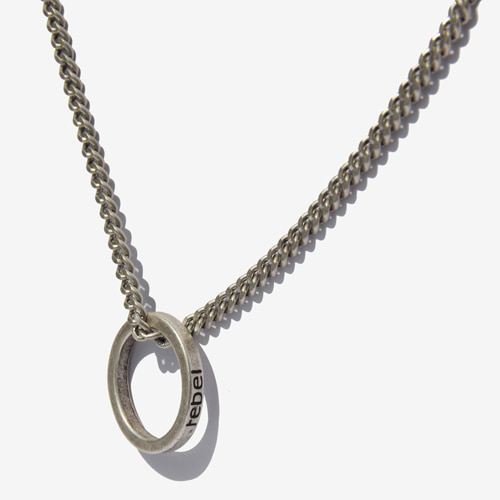 [러쉬오프] Unisex REBEL Ring Pendant Necklace/ REBEL 링 펜던트 목걸이(은도금)