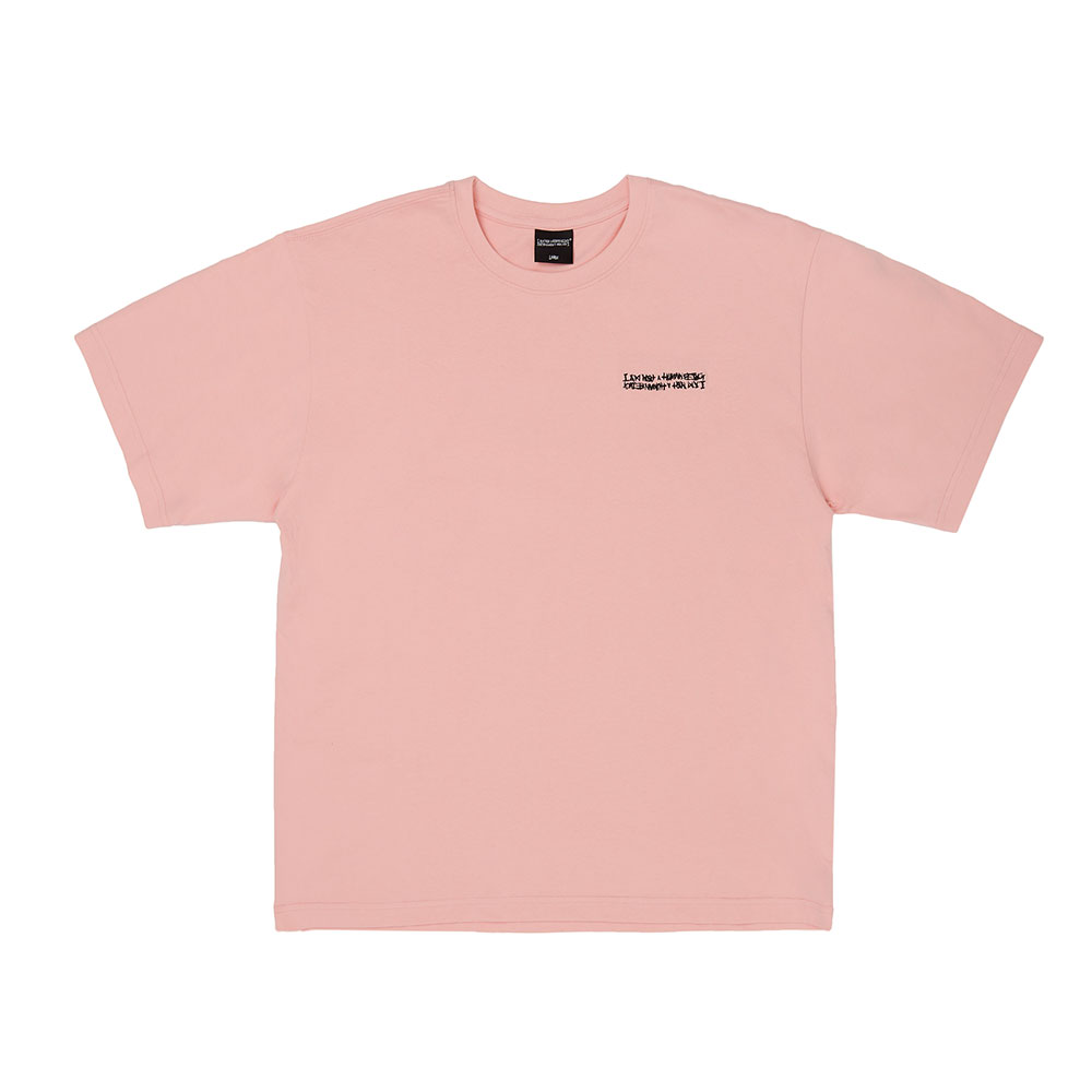 [아임낫어휴먼비잉] Embroidery Front Short Sleeve T-Shirt - PINK