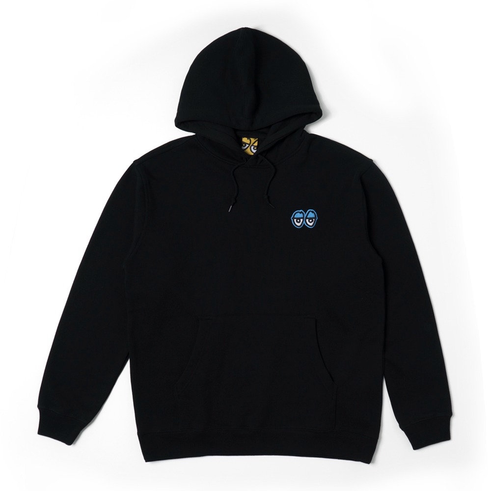 [크루키드] EYES EMB Pullover Hooded Sweatshirt - BLACK/BLUE Embroidery 53123114D