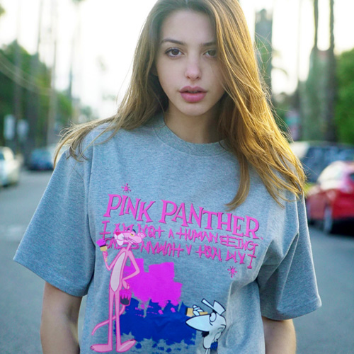 [아임낫어휴먼비잉] [PPXHB] Pink Panther and White Man T-Shirt - Gray