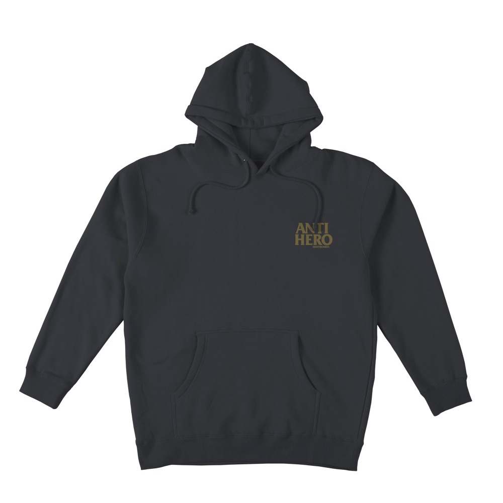 [안티히어로] LIL BLACKHERO EMB Pullover Hooded Sweatshirt - SOLID CHARCOAL/KHAKI 53120041H