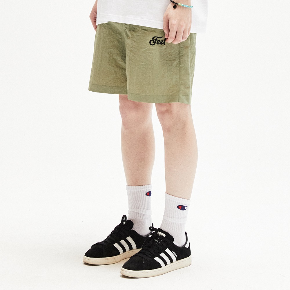 [필이너프] Nylon Logo Shorts / Khaki
