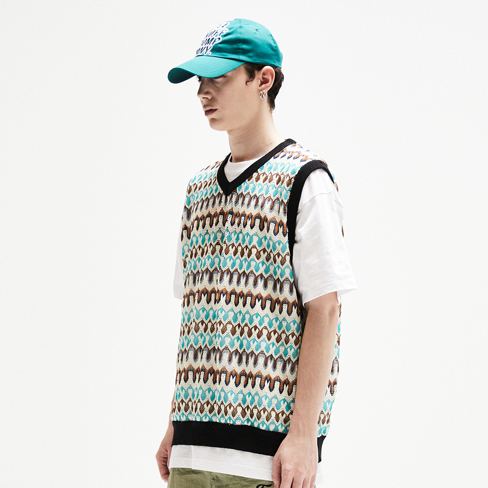 [필이너프] Mix Pattern Vest / Green