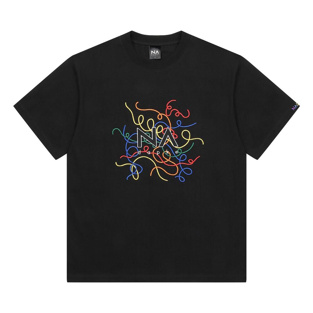 Twisted embroidery T-shirt (화이트/블랙)