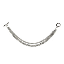 [러쉬오프] Unisex Two Silver Chain Bracelet - Surgical Steel
