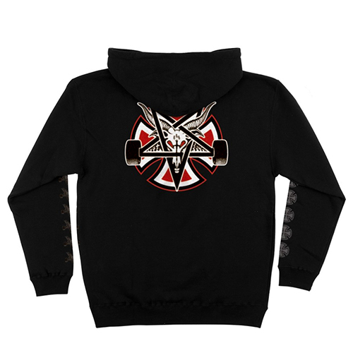 [인디펜던트 x 트래셔] Pentagram Cross Pullover Hooded Lightweight Sweatshirt - Black