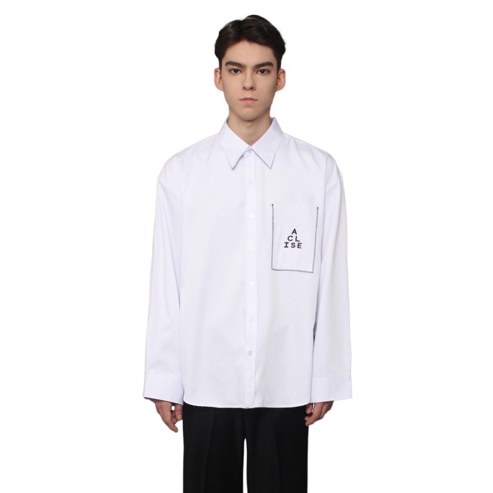 [아클리세] Fake Pocket Shirts White