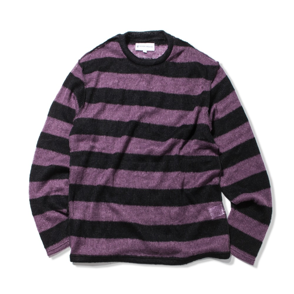 [킹아카이브] Mohair Striped Sweater-Purple