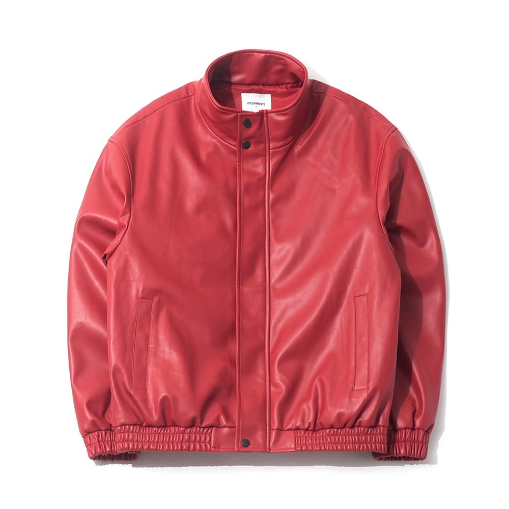[큐티에잇] MR Vegan Leather Hidden Jacket (Red)