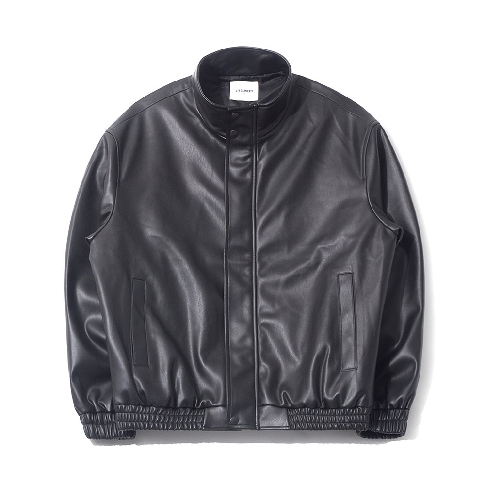 [큐티에잇] MR Vegan Leather Hidden Jacket (Black)