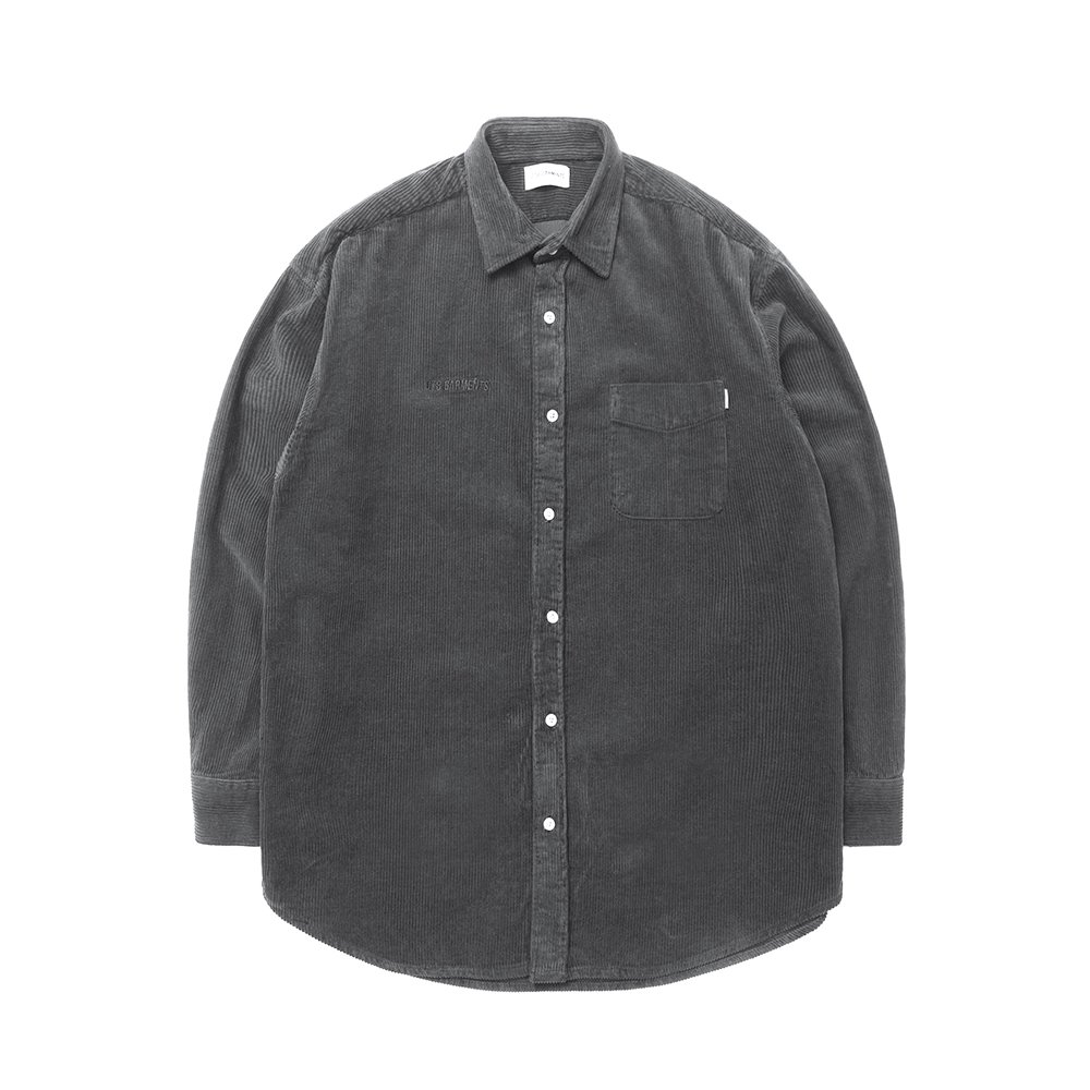 [큐티에잇] MR Corduroy Oversize Shirt (Charcoal)