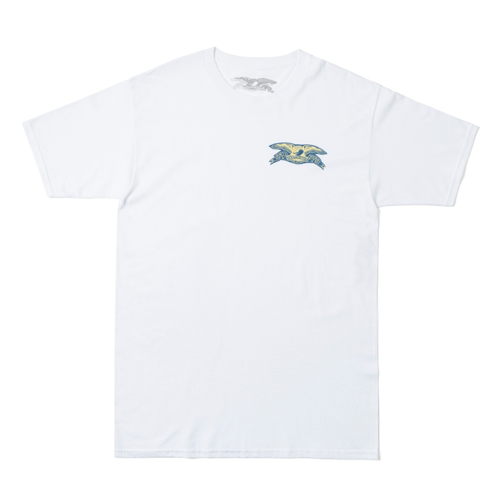 [안티히어로] BASIC EAGLE CHEST S/S T-Shirt - WHITE/YELLOW&amp;BLUE 51020080BB