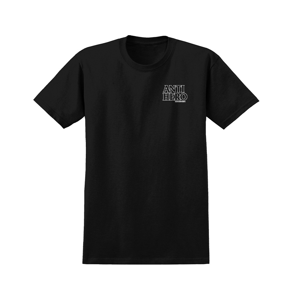 [안티히어로] LIL BLACK HERO OUTLINE S/S T-Shirt - BLACK (WHITE Print) 51020267U