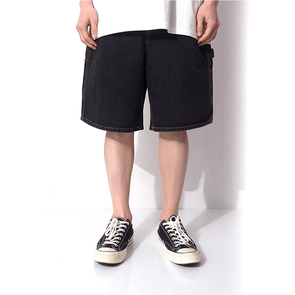 [큐티에잇] WA Denim Carpenter Shorts (Black)