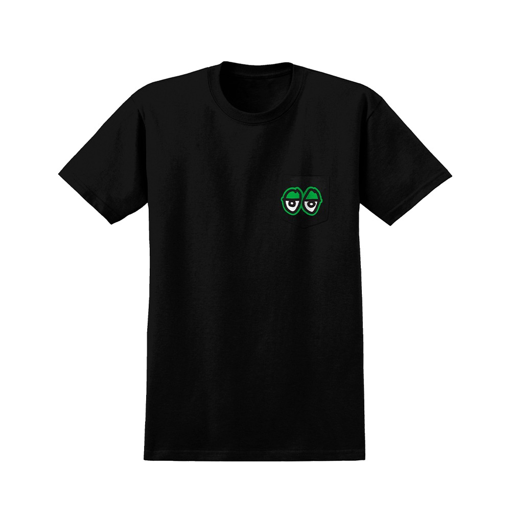 [크루키드] STRAIT EYES S/S Pocket T-Shirt - BLACK (GREEN Print) 51023440L