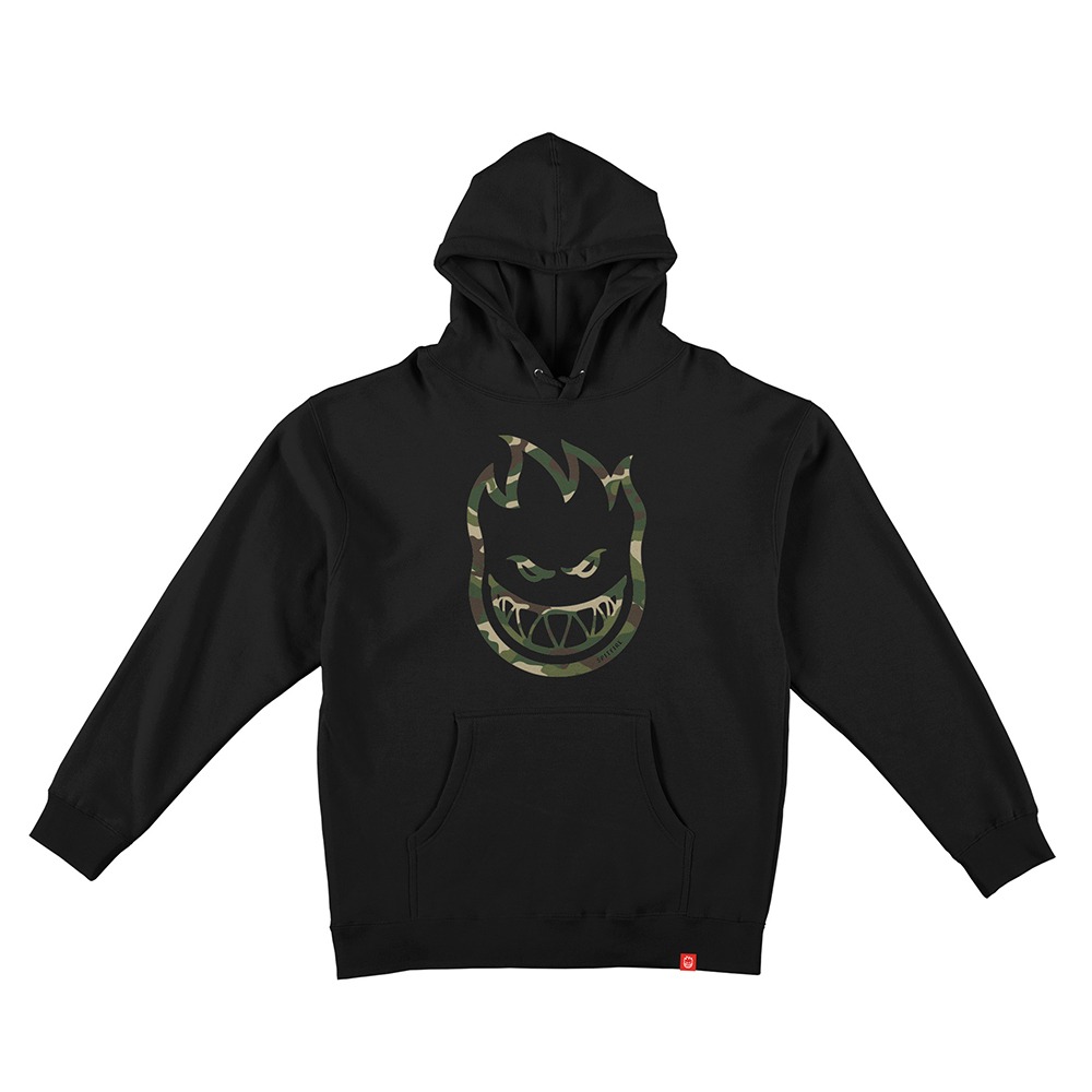 [스핏파이어] BIGHEAD OUTLINE FILL Pullover Hooded Sweatshirt - BLACK (FORREST CAMO Print) 53110024M