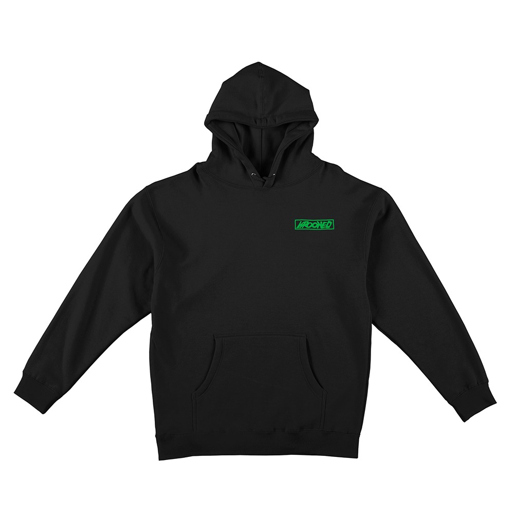 [크루키드] MOONSMILE RAW Pullover Hooded Sweatshirt - BLACK (GREEN Prints) 53123032C